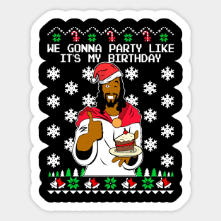 Black Jesus Ugly Christmas Sticker